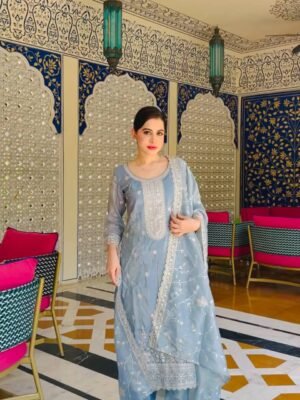 New Pure Gold Crush Top&Pent&Dupatta set