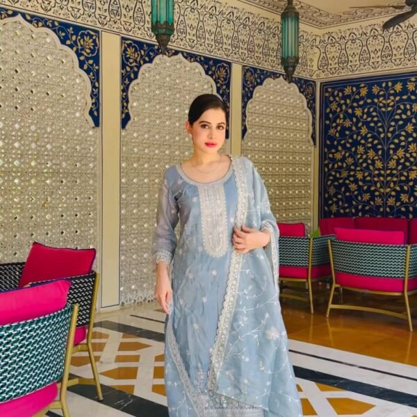 New Pure Gold Crush Top&Pent&Dupatta set