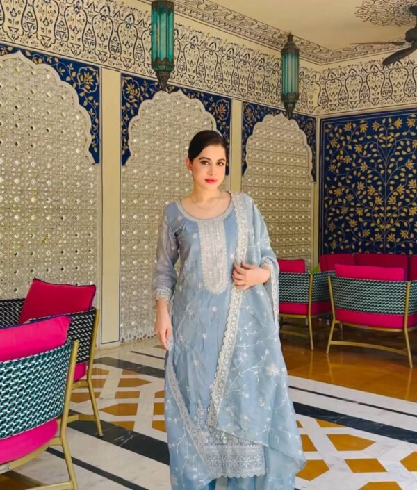 New Pure Gold Crush Top&Pent&Dupatta set