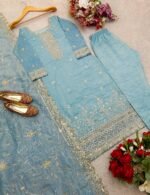 New Pure Gold Crush Top&Pent&Dupatta set