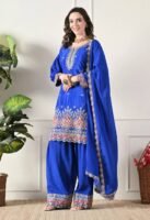 Đěsigner Party Wear Look Chinos Top & Farshi Palazzo With Dupatta set