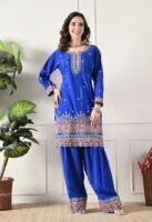 Đěsigner Party Wear Look Chinos Top & Farshi Palazzo With Dupatta set