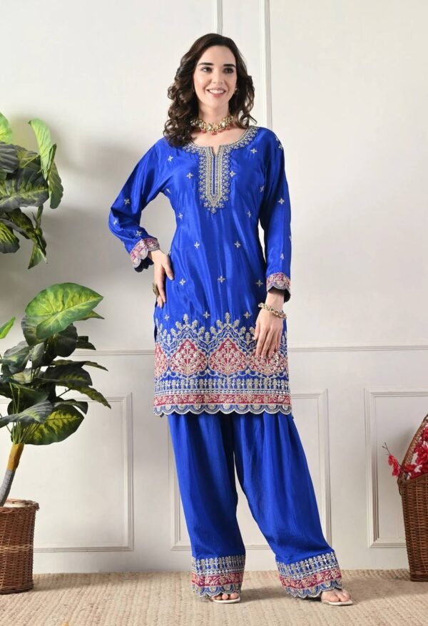 Đěsigner Party Wear Look Chinos Top & Farshi Palazzo With Dupatta set