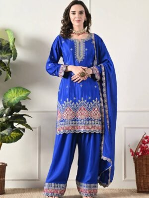 Đěsigner Party Wear Look Chinos Top & Farshi Palazzo With Dupatta set