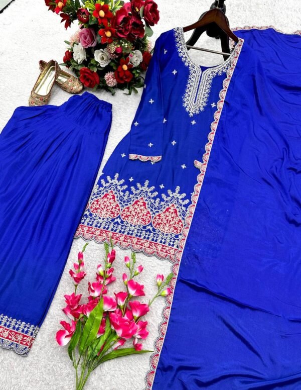 Đěsigner Party Wear Look Chinos Top & Farshi Palazzo With Dupatta set