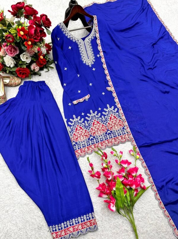 Đěsigner Party Wear Look Chinos Top & Farshi Palazzo With Dupatta set