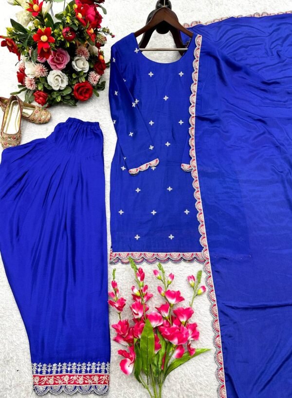 Đěsigner Party Wear Look Chinos Top & Farshi Palazzo With Dupatta set
