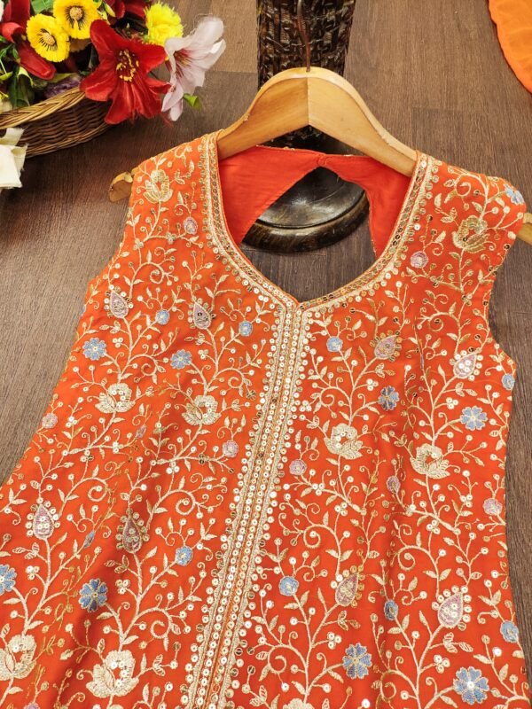 Embroidered Georgette Sharara Suit With Sequence Embroidered