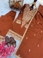  Đěsigner Party Wear Look Pur Chinon Silk Top & Palazzo With Dupatta set